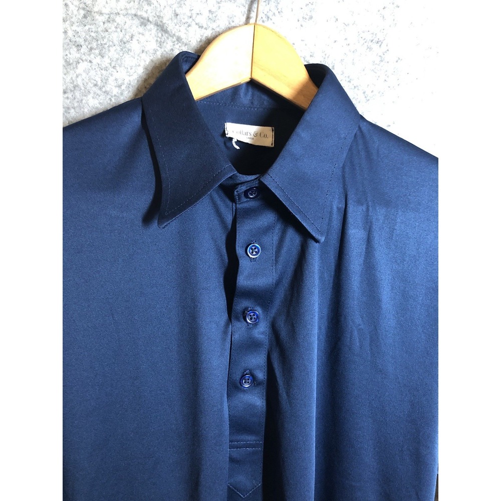 Collars & Co. Shirt L Blue Dress Polo Career Casual Golf Performance Classic